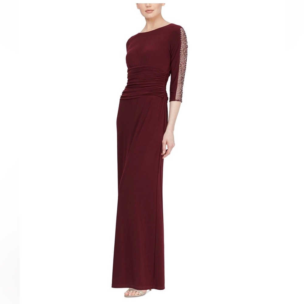 SLNY Burgundy Long Sleeve Dress